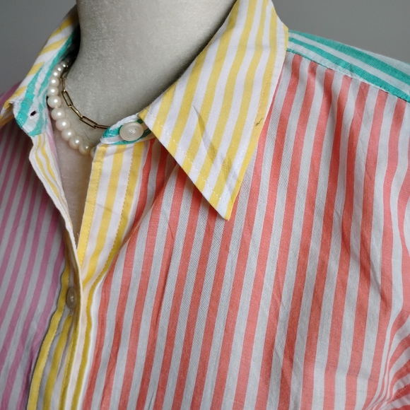 American Living Ralph Lauren Cotton Button Up Shirt Mixed Stripe Colorful Sz Lg - Picture 7 of 16